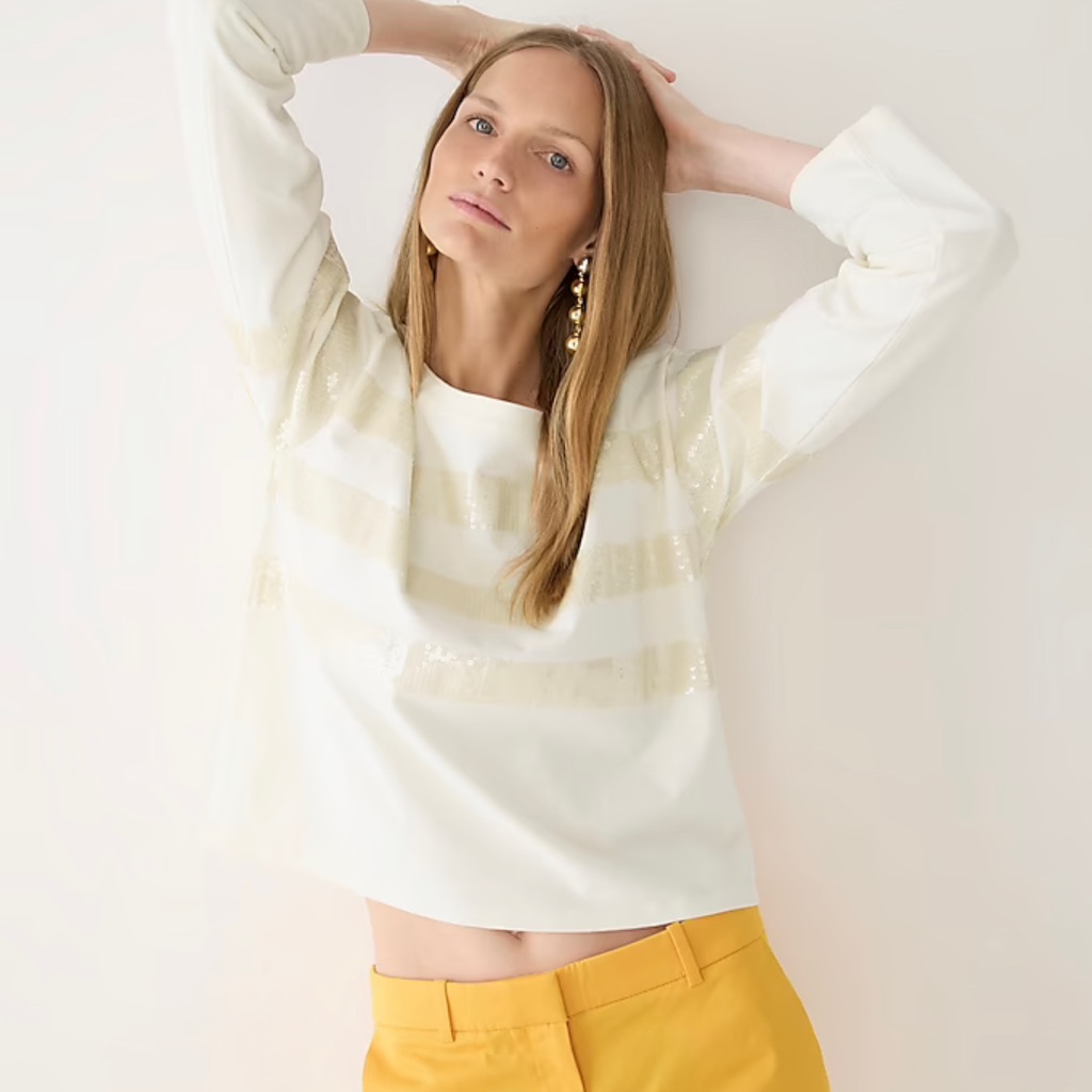 Jcrew Sequin Sweatshirt Top Size Small New